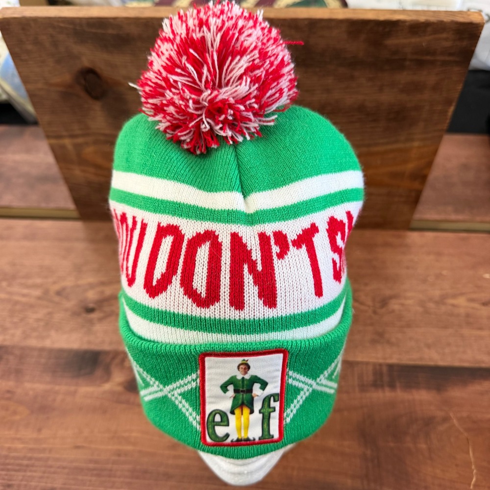 Elf Movie Buddy The Elf Green Knit Pom Pom Beanie Hat One Size